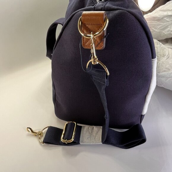Tommy Hilfiger Duffle Bag Colorblock Navy Red White Canvas Gym Travel Weekender - Picture 13 of 16